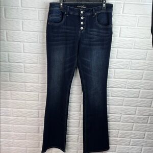 SUNRISE51 FLARE BUTTON UP DARK DENIM JEANS  SIZE 13 TALL 37 INSEAM